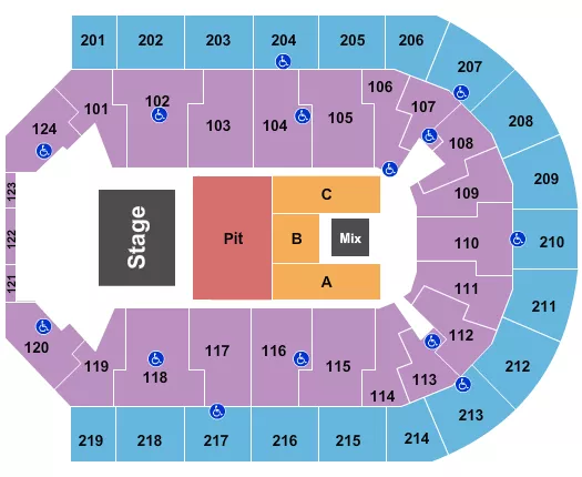 seating chart for Denny Sanford Premier Center - Half House Pit - eventticketscenter.com