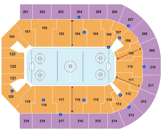 seating chart for Denny Sanford Premier Center - Hockey - eventticketscenter.com