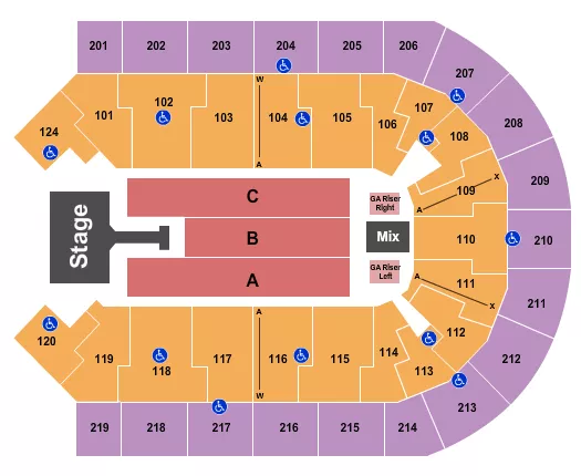 seating chart for Denny Sanford Premier Center - Jonas Brothers - eventticketscenter.com