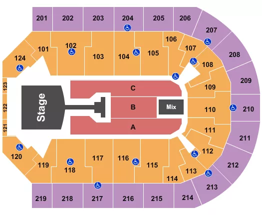 seating chart for Denny Sanford Premier Center - Pink - eventticketscenter.com