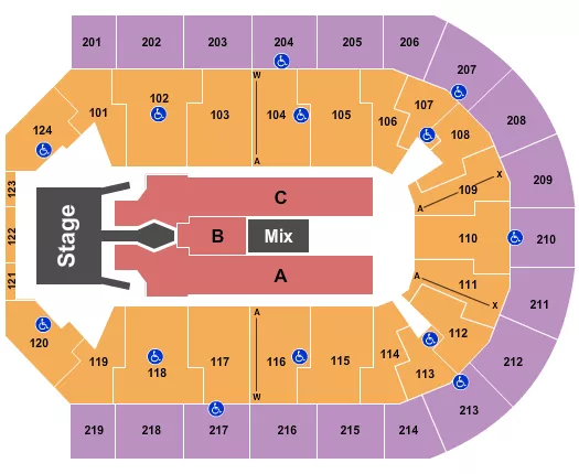 seating chart for Denny Sanford Premier Center - Tim McGraw 2023 - eventticketscenter.com