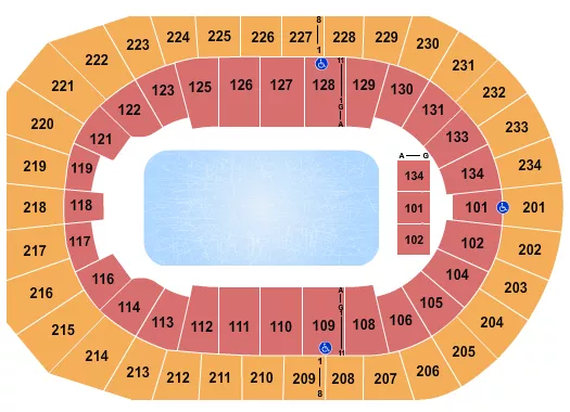 Disney On Ice Seating Chart at Denver Coliseum. The chart shows the main floor/stage with seating options surrounding it, which are color coded