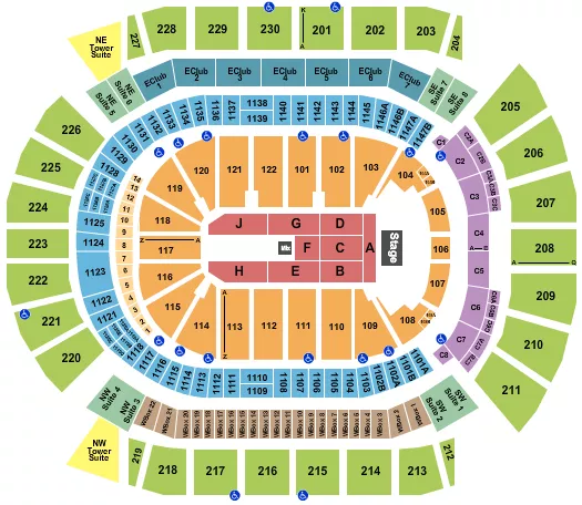 seating chart for Desert Diamond Arena - Endstage A Front - eventticketscenter.com