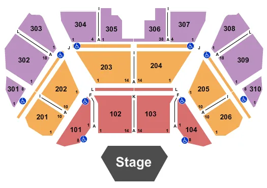 seating chart for Desert Diamond Casino - Sahuarita - End Stage - eventticketscenter.com
