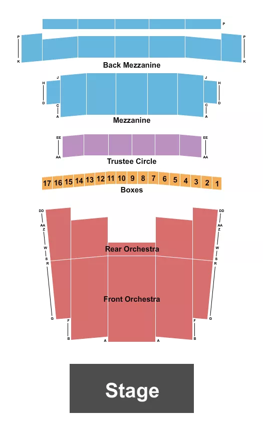 seating chart for Detroit Opera House - Endstage - Row A Start - eventticketscenter.com