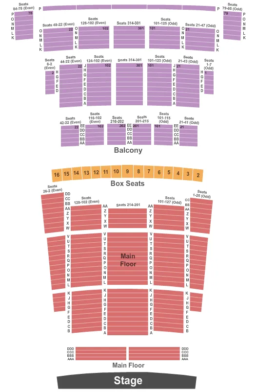 seating chart for Detroit Opera House - Endstage Pit 2 - eventticketscenter.com