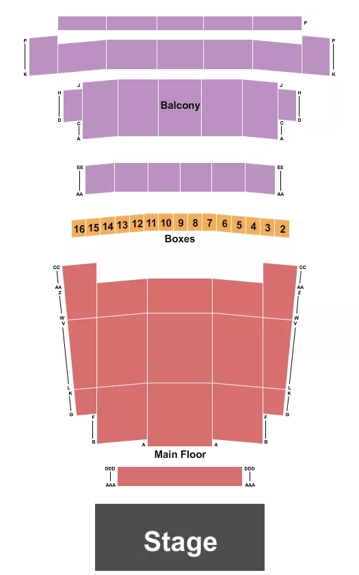 seating chart for Detroit Opera House - Endstage w/out PIT - eventticketscenter.com