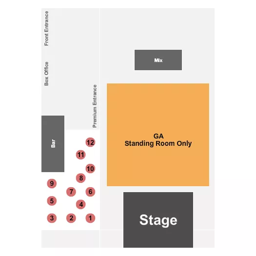 seating chart for Diamond Ballroom - Endstage Tables 3 - eventticketscenter.com