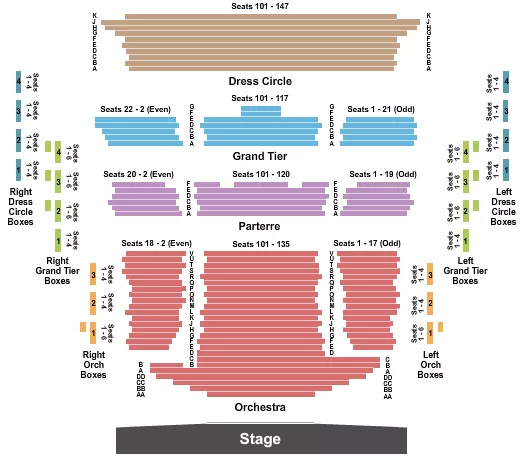 seating chart for Diamonstein Concert Hall - CNU Ferguson Center for the Arts - Endstage - eventticketscenter.com