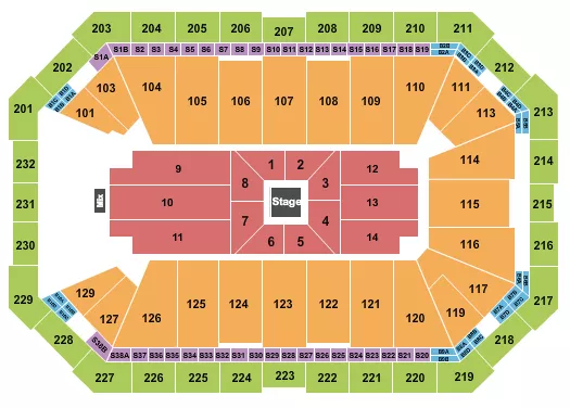 seating chart for Dickies Arena - Center Stage 3 - eventticketscenter.com