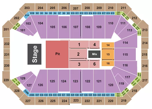 seating chart for Dickies Arena - Endstage Big Pit - eventticketscenter.com