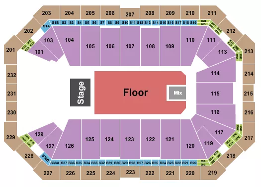 seating chart for Dickies Arena - Endstage GA Floor 4 - eventticketscenter.com