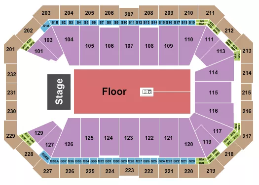seating chart for Dickies Arena - Endstage Floor - eventticketscenter.com