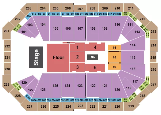 seating chart for Dickies Arena - Endstage Front GA Floor - eventticketscenter.com