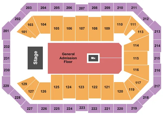 seating chart for Dickies Arena - Endstage GA Floor 3 - eventticketscenter.com