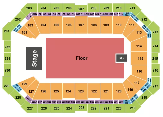 seating chart for Dickies Arena - Endstage GA Floor 4 - eventticketscenter.com