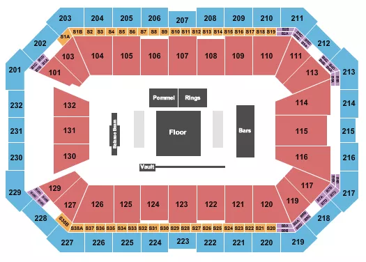 seating chart for Dickies Arena - US Gymnastics - eventticketscenter.com