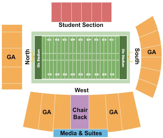 seating chart for Dix Stadium - Football Map - eventticketscenter.com