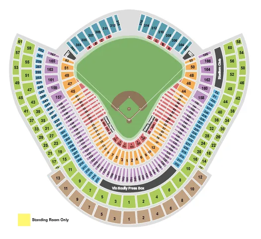 seating chart for Dodger Stadium - Baseball - eventticketscenter.com