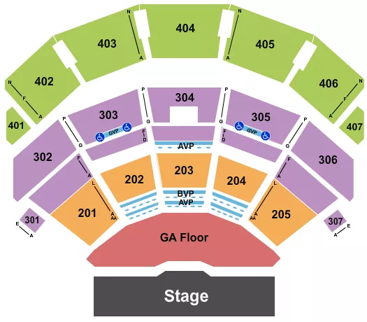 seating chart for Dolby Live at Park MGM - Endstage GA Floor - eventticketscenter.com