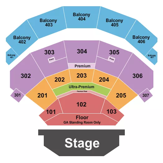 seating chart for Dolby Live at Park MGM - GA Floor/101-103 - eventticketscenter.com