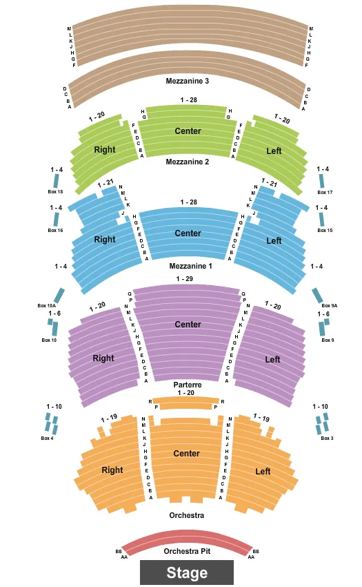 seating chart for Dolby Theatre - End Stage - eventticketscenter.com