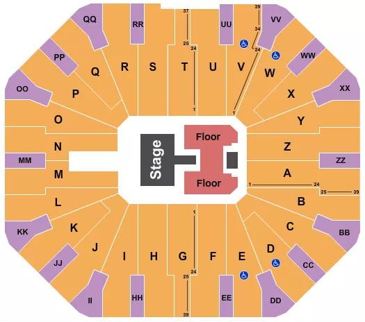 seating chart for Don Haskins Center - Christian Nodal - eventticketscenter.com