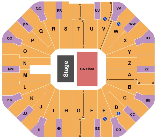 seating chart for Don Haskins Center - Endstage GA Floor - eventticketscenter.com