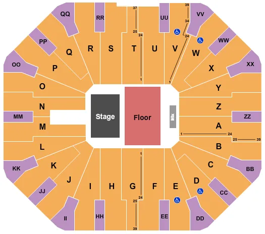 seating chart for Don Haskins Center - Endstage 3 - eventticketscenter.com