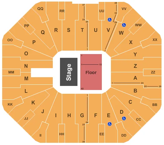 seating chart for Don Haskins Center - End Stage - eventticketscenter.com