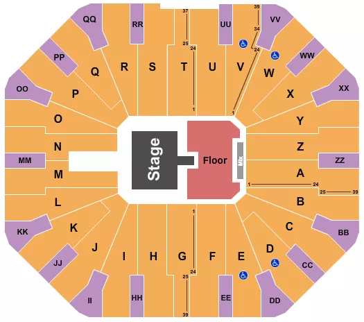 seating chart for Don Haskins Center - Koe Wetzel - eventticketscenter.com