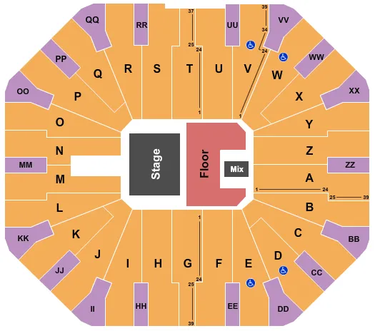 seating chart for Don Haskins Center - Ricardo Arjona - eventticketscenter.com