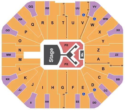 seating chart for Don Haskins Center - Shinedown - eventticketscenter.com