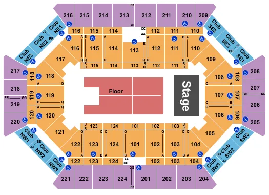 seating chart for Donald L. Tucker Civic Center - Endstage 2 - eventticketscenter.com