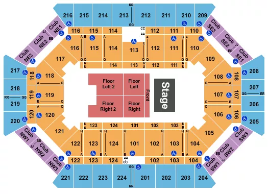 seating chart for Donald L. Tucker Civic Center - Endstage 3 - eventticketscenter.com
