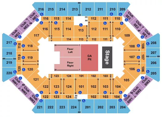 seating chart for Donald L. Tucker Civic Center - Endstage GA Pit - eventticketscenter.com
