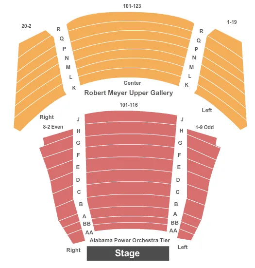 seating chart for Dorothy Jemison Day Theater at ASFA - Endstage - eventticketscenter.com
