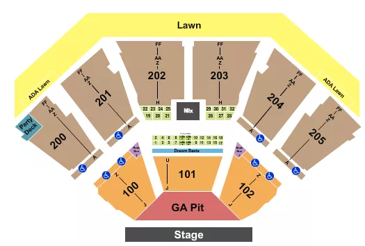 seating chart for Dos Equis Pavilion - Endstage GA Pit - Row J - eventticketscenter.com