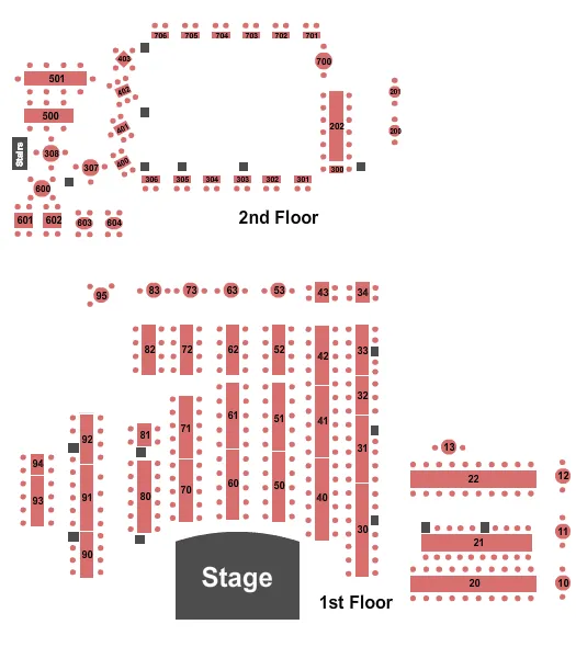 seating chart for The Big Barn at Dosey Doe - Endstage Tables - eventticketscenter.com