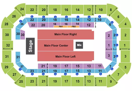 seating chart for Wendler Arena At Dow Event Center - Endstage RSV - eventticketscenter.com