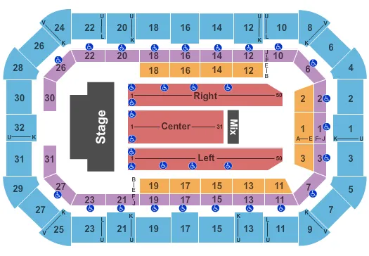 seating chart for Dow Arena At Dow Event Center - End Stage - eventticketscenter.com