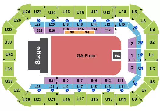 seating chart for Dow Arena At Dow Event Center - Endstage GA Floor 2 - eventticketscenter.com