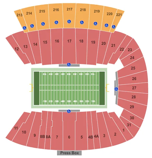 seating chart for Dowdy-Ficklen Stadium - Football - eventticketscenter.com
