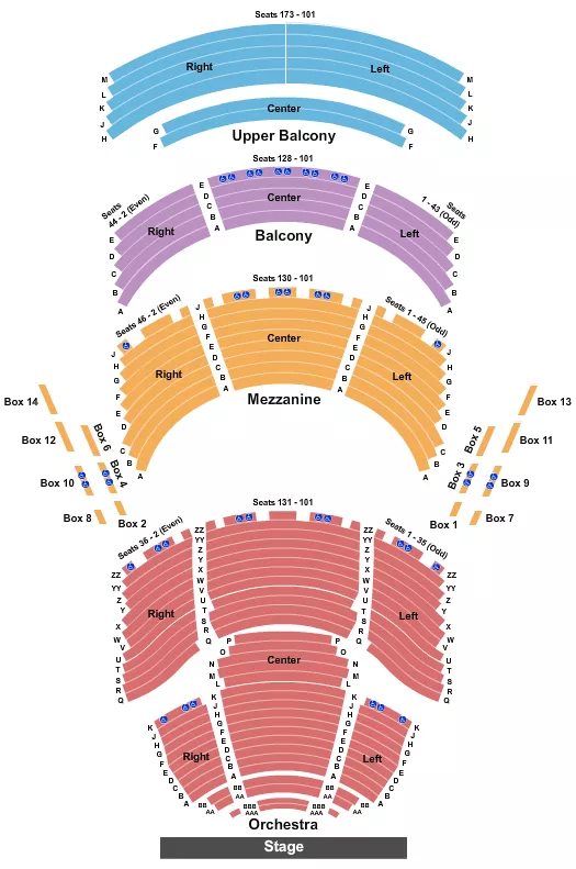 seating chart for Dr. Phillips Center - Walt Disney Theater - Endstage 2 - eventticketscenter.com