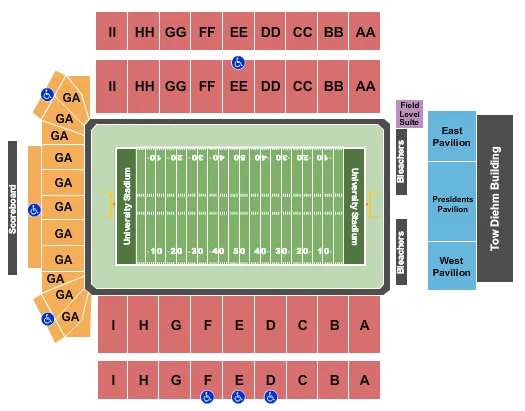 seating chart for University Stadium - Football - eventticketscenter.com