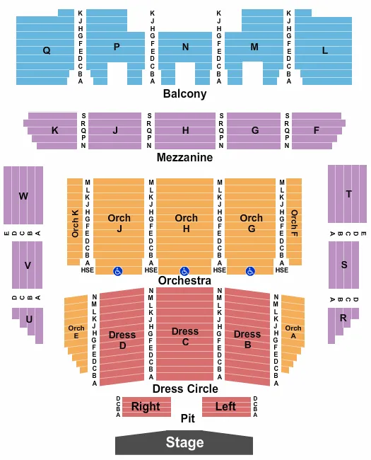 seating chart for Raleigh Memorial Auditorium At Martin Marietta Center for the Performing Arts - End Stage Pit - eventticketscenter.com