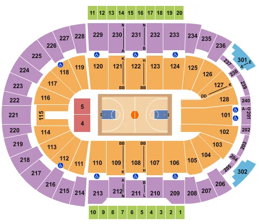 seating chart for Amica Mutual Pavilion - Basketball - eventticketscenter.com