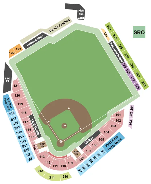 seating chart for Dunkin' Park - Baseball - eventticketscenter.com