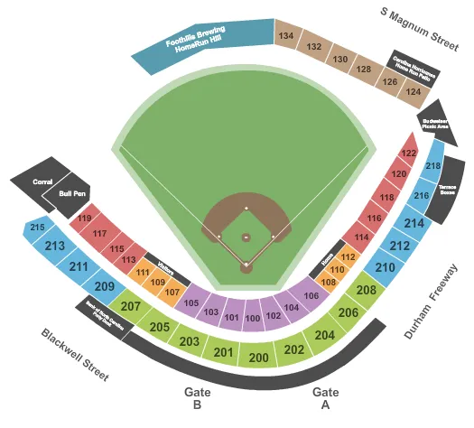 seating chart for Durham Bulls Athletic Park - Baseball - eventticketscenter.com