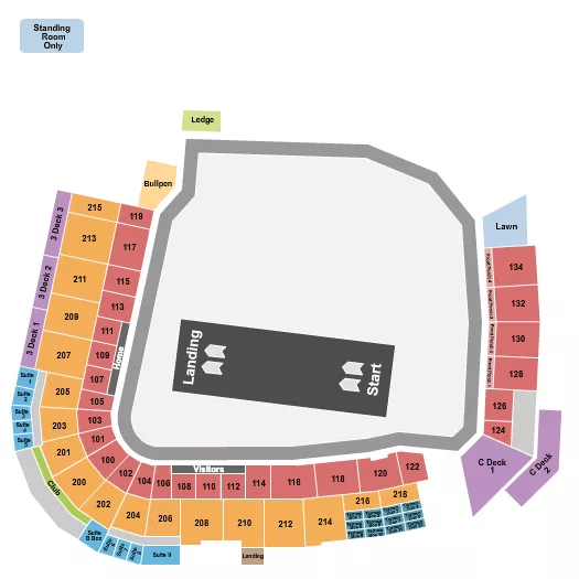 seating chart for Durham Bulls Athletic Park - Nitro Circus - eventticketscenter.com